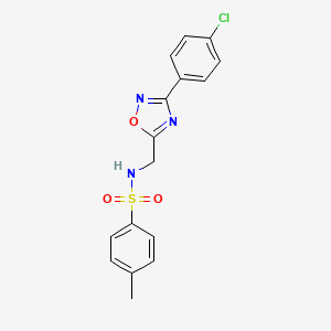 molecular formula C16H14ClN3O3S B4390439 N-{[3-(4-chlorophenyl)-1,2,4-oxadiazol-5-yl]methyl}-4-methylbenzenesulfonamide 