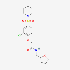 molecular formula C18H25ClN2O5S B4390472 2-[2-chloro-4-(1-piperidinylsulfonyl)phenoxy]-N-(tetrahydro-2-furanylmethyl)acetamide 
