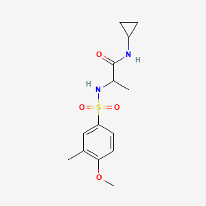 molecular formula C14H20N2O4S B4390508 N~1~-cyclopropyl-N~2~-[(4-methoxy-3-methylphenyl)sulfonyl]alaninamide 