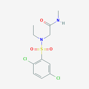 molecular formula C11H14Cl2N2O3S B4390523 N~2~-[(2,5-dichlorophenyl)sulfonyl]-N~2~-ethyl-N~1~-methylglycinamide 
