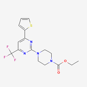 molecular formula C16H17F3N4O2S B4390557 ethyl 4-[4-(2-thienyl)-6-(trifluoromethyl)-2-pyrimidinyl]-1-piperazinecarboxylate 