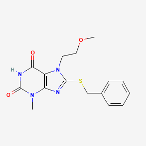 molecular formula C16H18N4O3S B4390629 8-(benzylthio)-7-(2-methoxyethyl)-3-methyl-3,7-dihydro-1H-purine-2,6-dione 