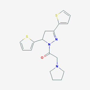 molecular formula C17H19N3OS2 B4390636 1-(1-pyrrolidinylacetyl)-3,5-di-2-thienyl-4,5-dihydro-1H-pyrazole 