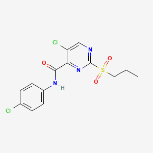 molecular formula C14H13Cl2N3O3S B4390663 5-chloro-N-(4-chlorophenyl)-2-(propylsulfonyl)-4-pyrimidinecarboxamide 