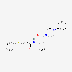 molecular formula C26H27N3O2S B4390691 N-{2-[(4-phenyl-1-piperazinyl)carbonyl]phenyl}-3-(phenylthio)propanamide 