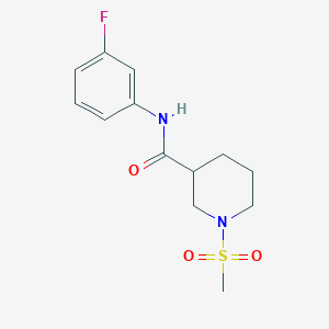 molecular formula C13H17FN2O3S B4390700 N-(3-fluorophenyl)-1-(methylsulfonyl)-3-piperidinecarboxamide 
