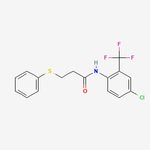 molecular formula C16H13ClF3NOS B4390705 N-[4-chloro-2-(trifluoromethyl)phenyl]-3-(phenylthio)propanamide 