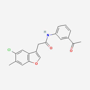 molecular formula C19H16ClNO3 B4390713 N-(3-acetylphenyl)-2-(5-chloro-6-methyl-1-benzofuran-3-yl)acetamide 