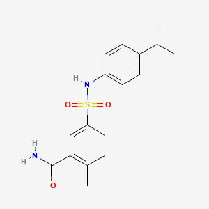 molecular formula C17H20N2O3S B4390740 5-{[(4-isopropylphenyl)amino]sulfonyl}-2-methylbenzamide 