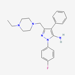 molecular formula C22H26FN5 B4390795 3-[(4-ethyl-1-piperazinyl)methyl]-1-(4-fluorophenyl)-4-phenyl-1H-pyrazol-5-amine 