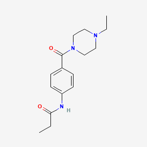molecular formula C16H23N3O2 B4390820 N-{4-[(4-ethyl-1-piperazinyl)carbonyl]phenyl}propanamide 