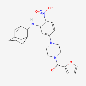 molecular formula C25H30N4O4 B4390832 2-adamantyl{5-[4-(2-furoyl)-1-piperazinyl]-2-nitrophenyl}amine 