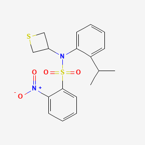 molecular formula C18H20N2O4S2 B4390920 N-(2-isopropylphenyl)-2-nitro-N-3-thietanylbenzenesulfonamide 