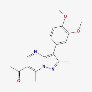 molecular formula C18H19N3O3 B4390923 1-[3-(3,4-dimethoxyphenyl)-2,7-dimethylpyrazolo[1,5-a]pyrimidin-6-yl]ethanone 