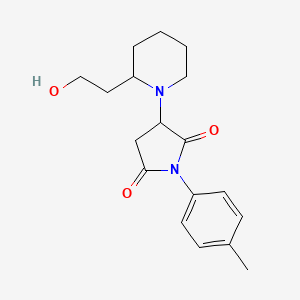 molecular formula C18H24N2O3 B4390927 3-[2-(2-hydroxyethyl)-1-piperidinyl]-1-(4-methylphenyl)-2,5-pyrrolidinedione 