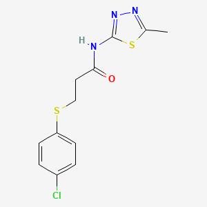molecular formula C12H12ClN3OS2 B4390946 3-[(4-chlorophenyl)thio]-N-(5-methyl-1,3,4-thiadiazol-2-yl)propanamide 