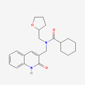 molecular formula C22H28N2O3 B4390973 N-[(2-hydroxy-3-quinolinyl)methyl]-N-(tetrahydro-2-furanylmethyl)cyclohexanecarboxamide 