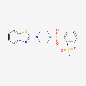 molecular formula C18H19N3O4S3 B4390978 2-(4-{[2-(methylsulfonyl)phenyl]sulfonyl}-1-piperazinyl)-1,3-benzothiazole 