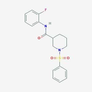 molecular formula C18H19FN2O3S B4391072 N-(2-fluorophenyl)-1-(phenylsulfonyl)-3-piperidinecarboxamide 