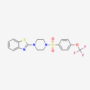 molecular formula C18H16F3N3O3S2 B4391095 2-(4-{[4-(trifluoromethoxy)phenyl]sulfonyl}-1-piperazinyl)-1,3-benzothiazole 