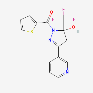 molecular formula C14H10F3N3O2S B4391103 3-(3-pyridinyl)-1-(2-thienylcarbonyl)-5-(trifluoromethyl)-4,5-dihydro-1H-pyrazol-5-ol 
