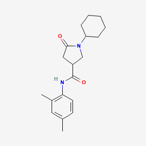 molecular formula C19H26N2O2 B4391177 1-cyclohexyl-N-(2,4-dimethylphenyl)-5-oxo-3-pyrrolidinecarboxamide 