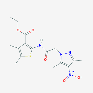 molecular formula C16H20N4O5S B439118 Ethyl 2-[[2-(3,5-dimethyl-4-nitropyrazol-1-yl)acetyl]amino]-4,5-dimethylthiophene-3-carboxylate CAS No. 355805-21-9