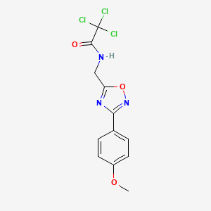 molecular formula C12H10Cl3N3O3 B4391183 2,2,2-trichloro-N-{[3-(4-methoxyphenyl)-1,2,4-oxadiazol-5-yl]methyl}acetamide 