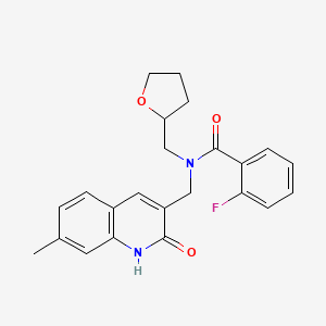 2-fluoro-N-[(2-hydroxy-7-methyl-3-quinolinyl)methyl]-N-(tetrahydro-2-furanylmethyl)benzamide
