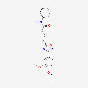 molecular formula C21H29N3O4 B4391272 N-cyclohexyl-4-[3-(4-ethoxy-3-methoxyphenyl)-1,2,4-oxadiazol-5-yl]butanamide 