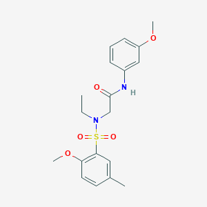 molecular formula C19H24N2O5S B4391346 N~2~-ethyl-N~2~-[(2-methoxy-5-methylphenyl)sulfonyl]-N~1~-(3-methoxyphenyl)glycinamide 