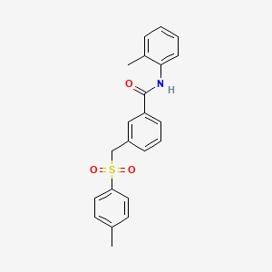 molecular formula C22H21NO3S B4391381 N-(2-methylphenyl)-3-{[(4-methylphenyl)sulfonyl]methyl}benzamide 
