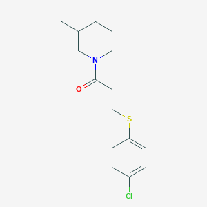 molecular formula C15H20ClNOS B4391417 1-{3-[(4-chlorophenyl)thio]propanoyl}-3-methylpiperidine 