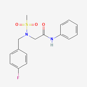 molecular formula C16H17FN2O3S B4391428 N~2~-(4-fluorobenzyl)-N~2~-(methylsulfonyl)-N~1~-phenylglycinamide 