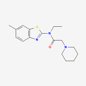 molecular formula C17H23N3OS B4391479 N-ethyl-N-(6-methyl-1,3-benzothiazol-2-yl)-2-(1-piperidinyl)acetamide 