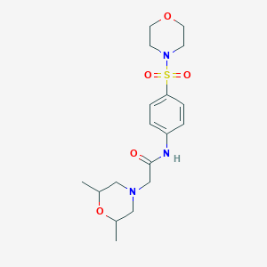 molecular formula C18H27N3O5S B4391497 2-(2,6-dimethyl-4-morpholinyl)-N-[4-(4-morpholinylsulfonyl)phenyl]acetamide 