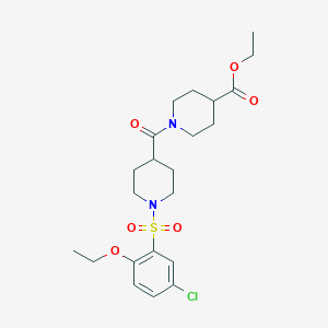 molecular formula C22H31ClN2O6S B4391510 ethyl 1-({1-[(5-chloro-2-ethoxyphenyl)sulfonyl]-4-piperidinyl}carbonyl)-4-piperidinecarboxylate 