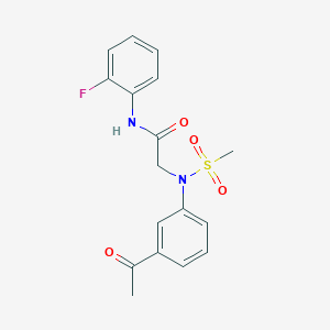 molecular formula C17H17FN2O4S B4391608 N~2~-(3-acetylphenyl)-N~1~-(2-fluorophenyl)-N~2~-(methylsulfonyl)glycinamide 