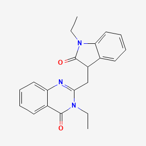 molecular formula C21H21N3O2 B4391614 3-ethyl-2-[(1-ethyl-2-oxo-2,3-dihydro-1H-indol-3-yl)methyl]-4(3H)-quinazolinone 