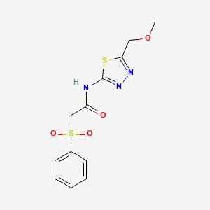 molecular formula C12H13N3O4S2 B4391679 N-[5-(methoxymethyl)-1,3,4-thiadiazol-2-yl]-2-(phenylsulfonyl)acetamide 