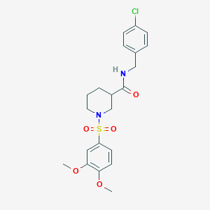 molecular formula C21H25ClN2O5S B4391730 N-(4-chlorobenzyl)-1-[(3,4-dimethoxyphenyl)sulfonyl]-3-piperidinecarboxamide 