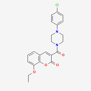 molecular formula C22H21ClN2O4 B4391756 3-{[4-(4-chlorophenyl)-1-piperazinyl]carbonyl}-8-ethoxy-2H-chromen-2-one 