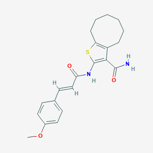molecular formula C21H24N2O3S B439181 2-{[3-(4-Methoxyphenyl)acryloyl]amino}-4,5,6,7,8,9-hexahydrocycloocta[b]thiophene-3-carboxamide CAS No. 5694-94-0