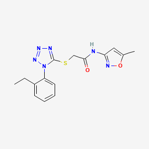 molecular formula C15H16N6O2S B4391823 2-{[1-(2-ethylphenyl)-1H-tetrazol-5-yl]thio}-N-(5-methyl-3-isoxazolyl)acetamide 