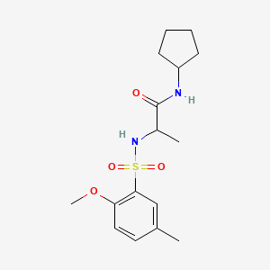 molecular formula C16H24N2O4S B4391856 N~1~-cyclopentyl-N~2~-[(2-methoxy-5-methylphenyl)sulfonyl]alaninamide 