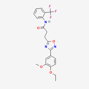 molecular formula C21H20F3N3O4 B4391860 3-[3-(4-ethoxy-3-methoxyphenyl)-1,2,4-oxadiazol-5-yl]-N-[2-(trifluoromethyl)phenyl]propanamide 