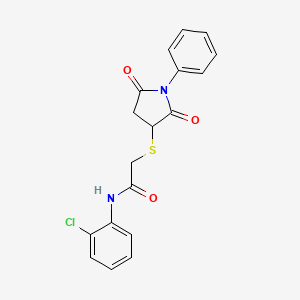 N-(2-chlorophenyl)-2-(2,5-dioxo-1-phenylpyrrolidin-3-yl)sulfanylacetamide