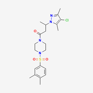 molecular formula C21H29ClN4O3S B4391920 1-[3-(4-chloro-3,5-dimethyl-1H-pyrazol-1-yl)butanoyl]-4-[(3,4-dimethylphenyl)sulfonyl]piperazine 