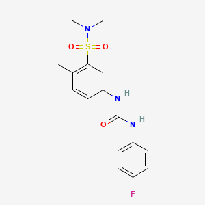 molecular formula C16H18FN3O3S B4391960 5-({[(4-fluorophenyl)amino]carbonyl}amino)-N,N,2-trimethylbenzenesulfonamide 