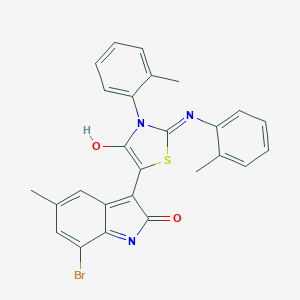 molecular formula C26H20BrN3O2S B439199 7-bromo-5-methyl-3-{3-(2-methylphenyl)-2-[(2-methylphenyl)imino]-4-oxo-1,3-thiazolidin-5-ylidene}-1,3-dihydro-2H-indol-2-one 